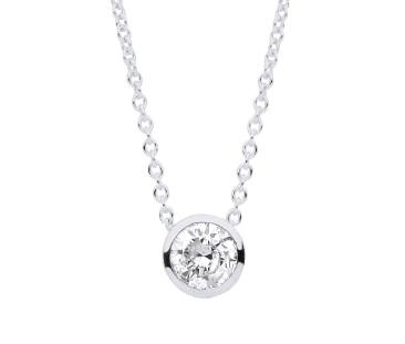 White Gold Rubover Diamond Pendant