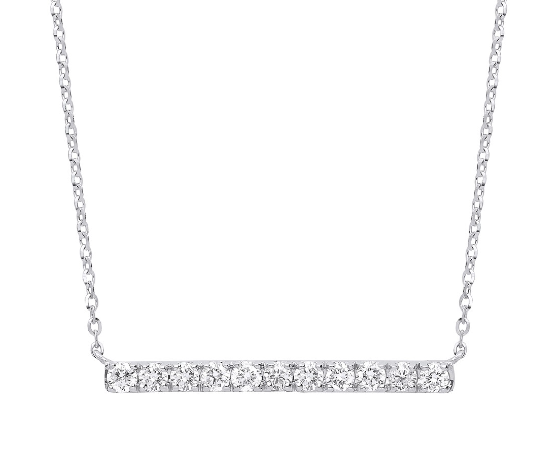 White Gold Diamond Bar Necklace