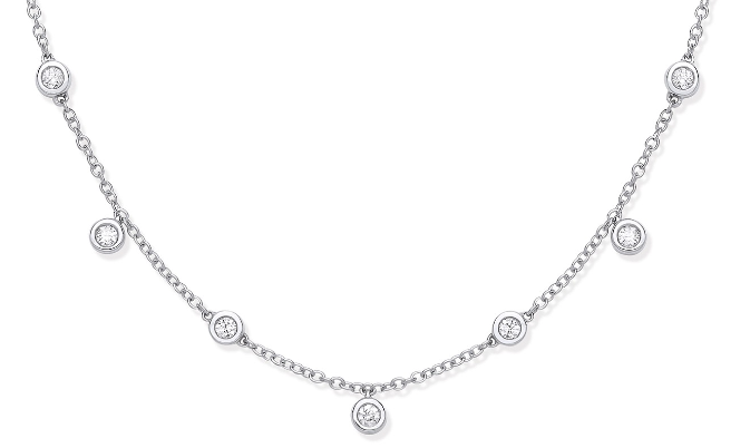 White Gold Rub Over Set Diamond Chain