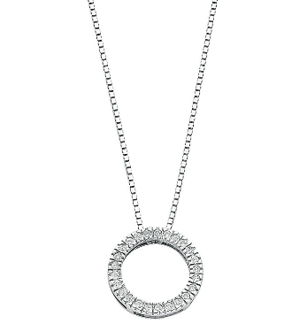 White Gold Diamond Circle Pendant with Chain