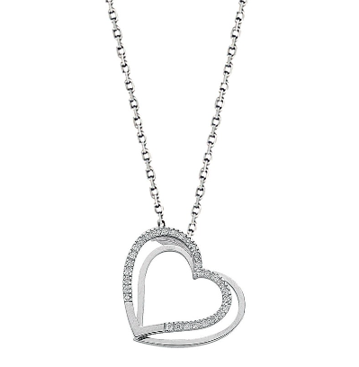 White Gold Diamond Double Heart Pendant