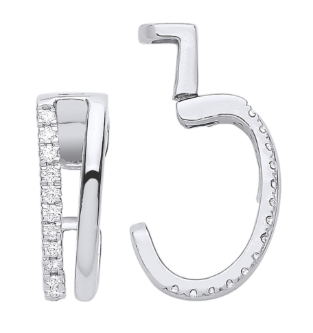 9ct White Gold Single Cuff Earring