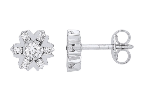 9ct White Gold Diamond Earrings