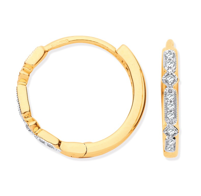 9ct Gold Round Diamond Hoops