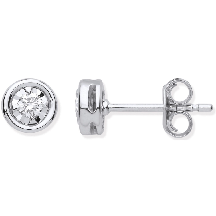 9ct White Gold Diamond Studs