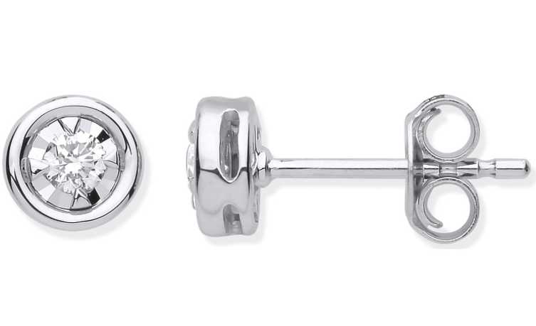 9ct White Gold Diamond Studs