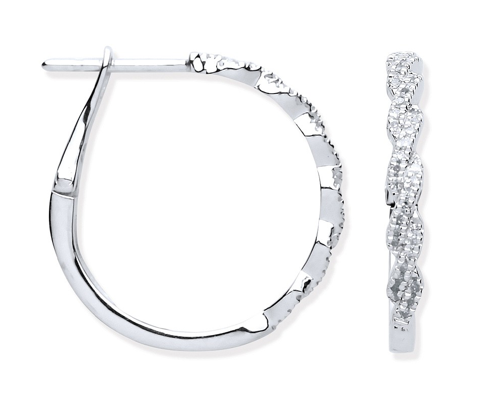 9ct White Gold Twist Hoop Earrings