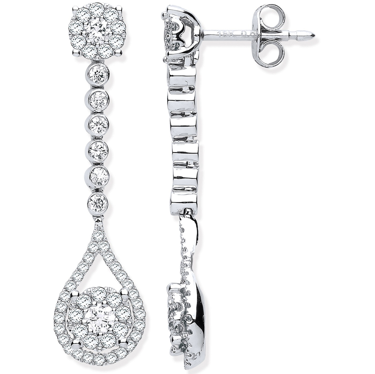 18ct White Gold Diamond Drop Earring.