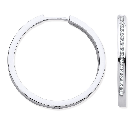 9ct White Gold Diamonds Hoops