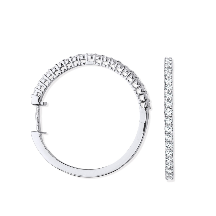 18ct White Gold Claw Set Diamond Hinged Hoop Earrings