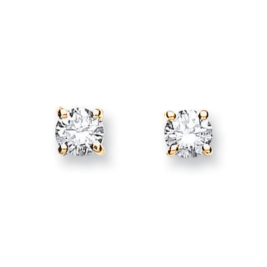 18ct Yellow Gold Claw Set Diamond Stud Earrings