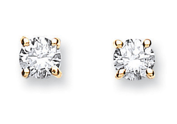 18ct Yellow Gold Claw Set Diamond Stud Earrings