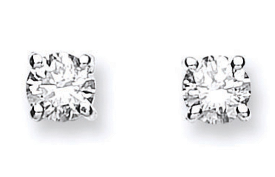 18ct White Gold Claw Set Diamond Stud Earrings