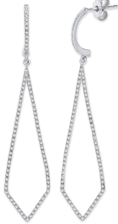 9ct White Gold Diamond Drop Earrings