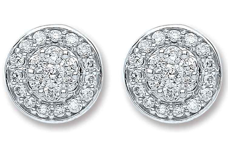 18ct White Gold Diamond Stud Earrings