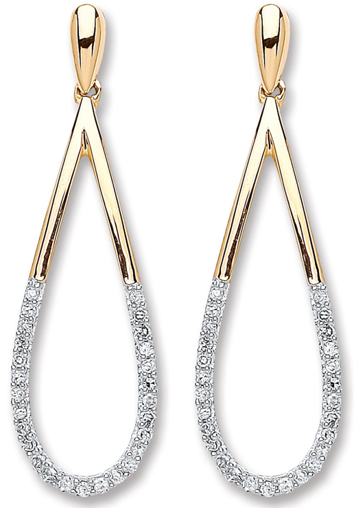 9ct Gold Diamond Drop Earrings