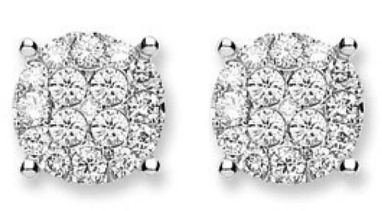 18Ct White Gold Cluster Diamond Studs