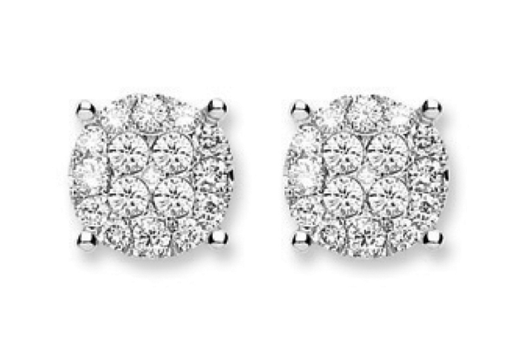 18ct White Gold Cluster Diamond Studs