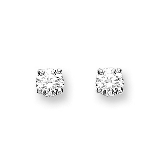 9ct White Gold Diamond Stud Earrings