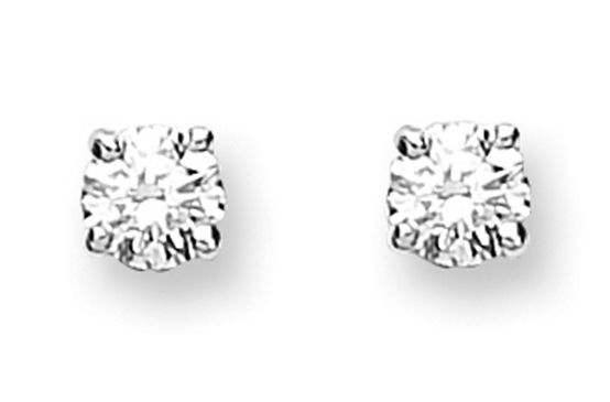 9ct White Gold Diamond Stud Earrings