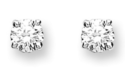 9ct White Gold Claw Set Diamond Stud Earrings