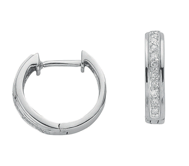 9ct White Gold Diamond Earrings