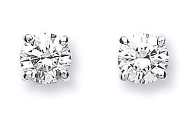 18ct White Gold Claw Set Diamond Stud Earrings