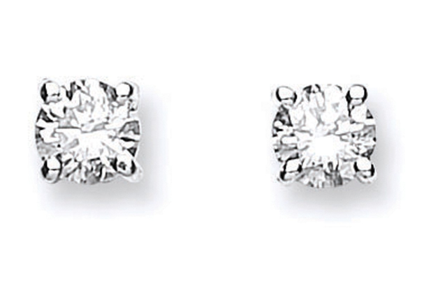 18ct White Gold Claw Set Diamond Stud Earrings