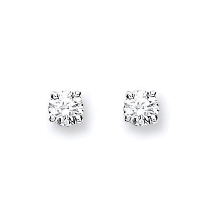 18ct White Gold Claw Set Diamond Stud Earrings