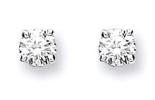 18ct White Gold Claw Set Diamond Stud Earrings