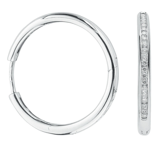 9ct White Gold Diamond Hoop Earrings