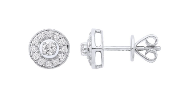 18ct White Gold Halo Diamond Studs