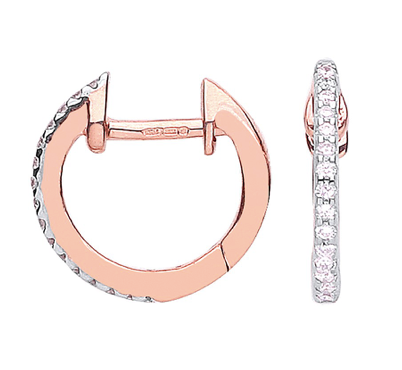 9ct Rose Gold Diamond Earrings