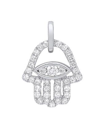 White Gold diamonds Hamsa Pendant