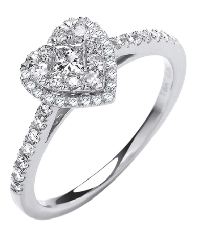 18ct Heart Shaped Dress Ring