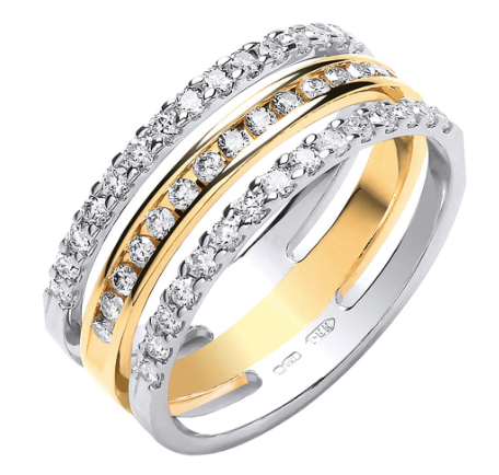 18ct Three Band 0.50ct Diamond Ring