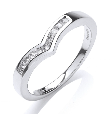 9ct White Gold Diamond Wishbone Ring