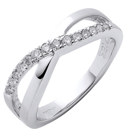 18ct White Gold Crossover Diamond Ring