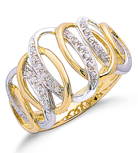 9ct Two Colour Gold Diamond Ring