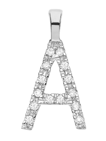 Diamond Initial Pendant - White Gold Letter A