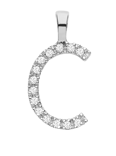 Diamond Initial Pendant - White Gold Letter C