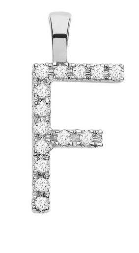 Diamond Initial Pendant - White Gold Letter F