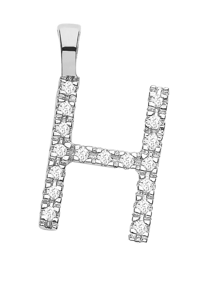 Diamond Initial Pendant - White Gold Letter H