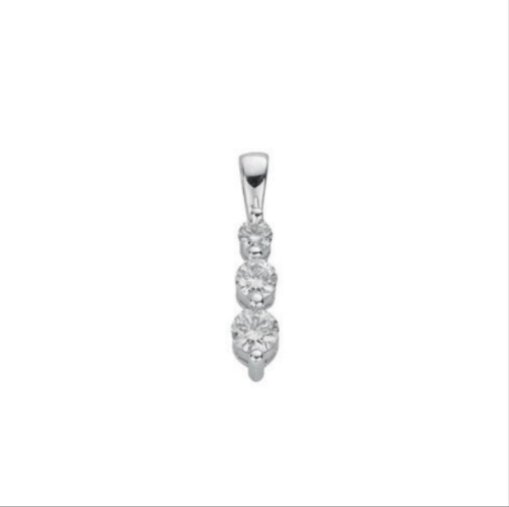 9ct White Gold Diamond Trilogy Pendant
