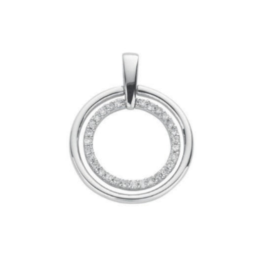 9ct White Gold Diamond Circle Pendant