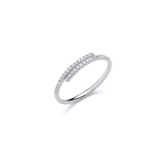 9ct White Gold Crossover Dress Ring