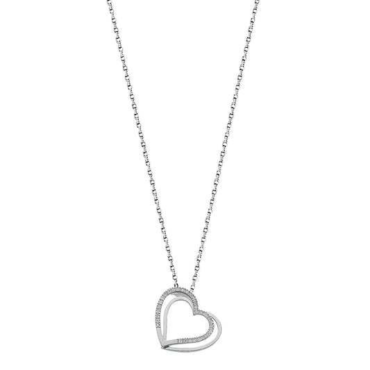 White Gold Diamond Double Heart Pendant