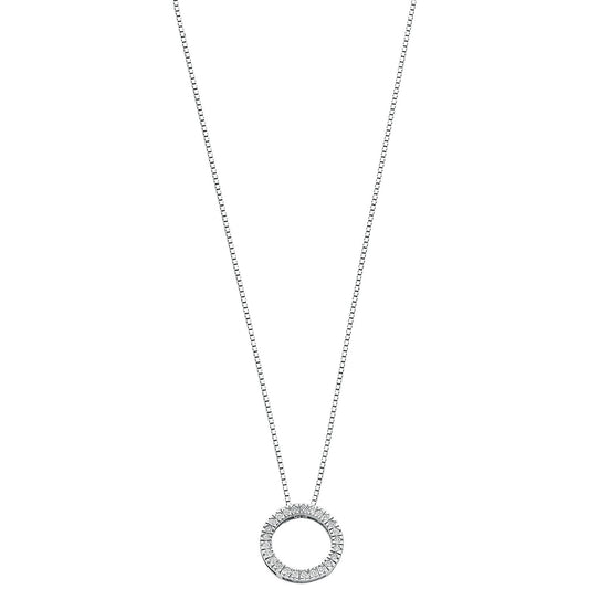 White Gold Diamond Circle Pendant with Chain
