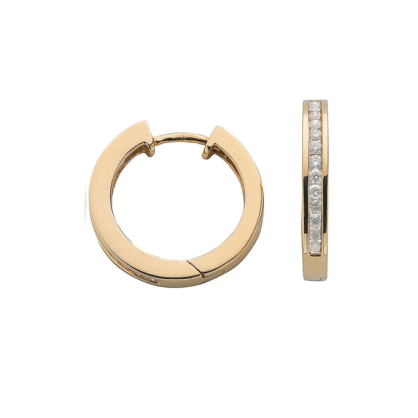 9ct Gold Diamond Hoop Earrings
