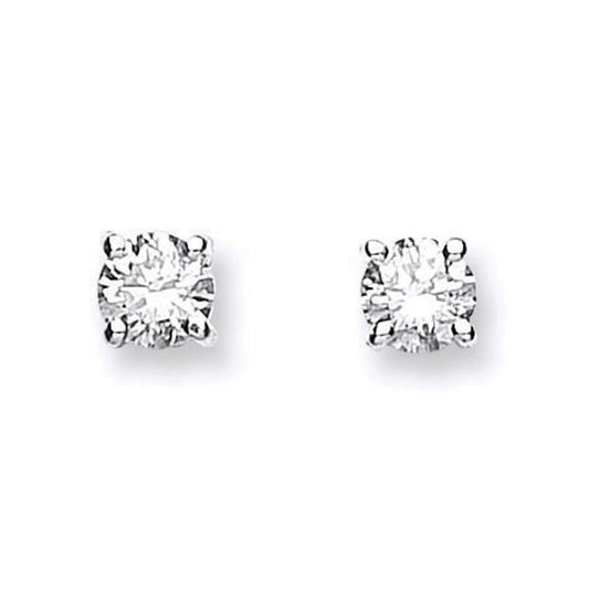 18ct White Gold Claw Set Diamond Stud Earrings